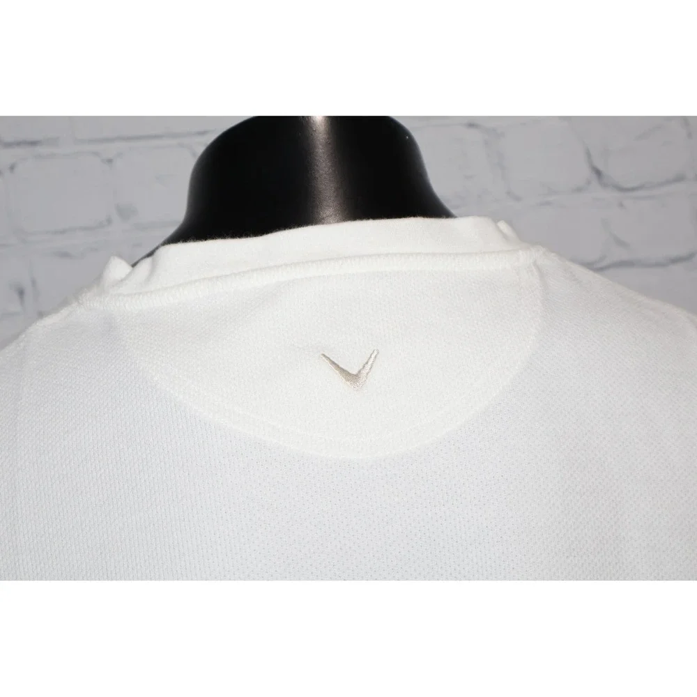 Callaway Golf Sport Men XL White V-Neck Sleeveless Sweater Vest Cotton Knit